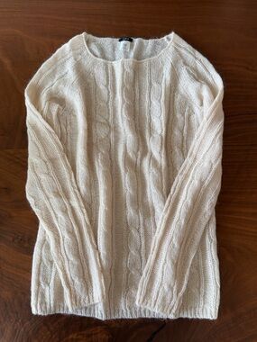 J. Crew Cream Cable-Knit Crewneck Sweater